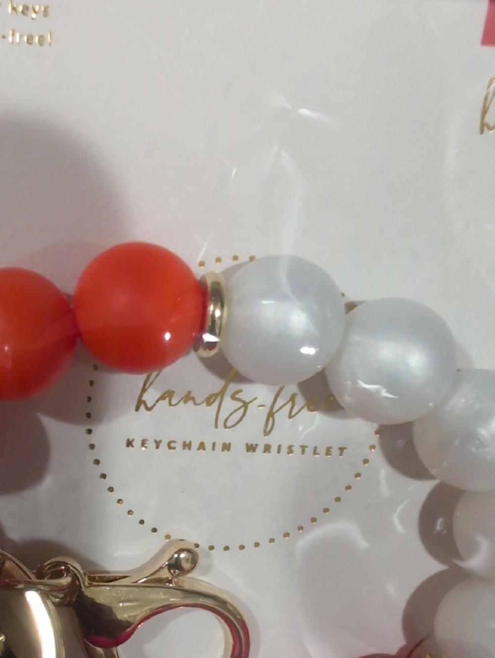 The Darling Effect Hands Free Beaded Keychain Wristlet in Orange, White & Pink - Picture 5 of 7